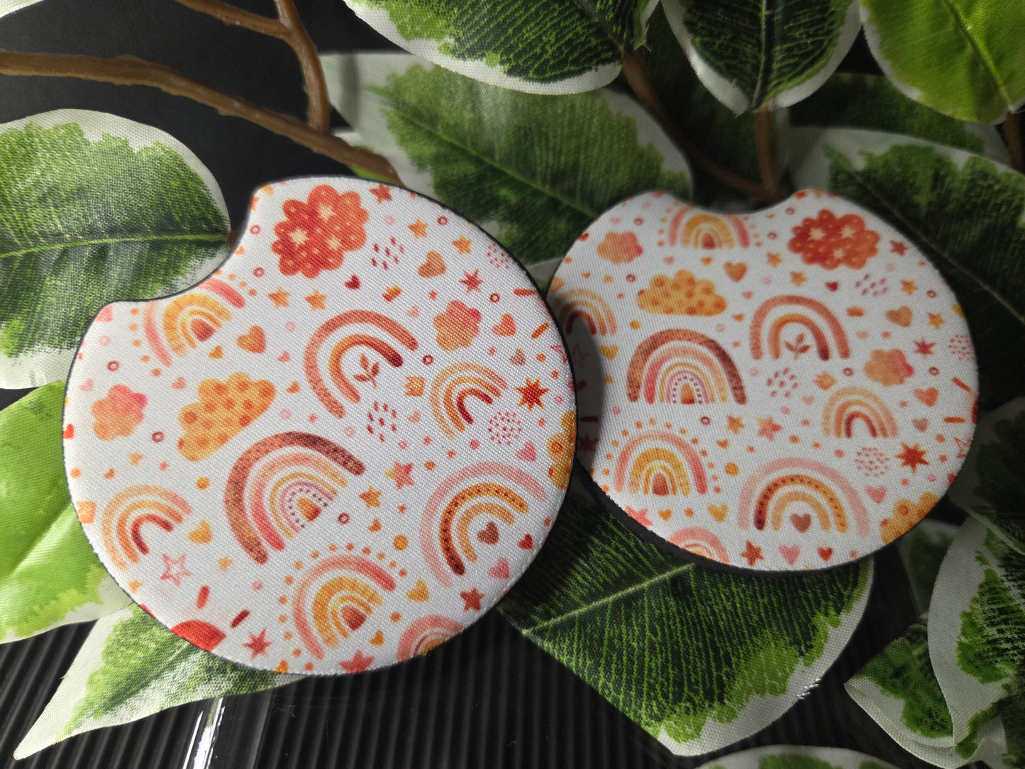 2-Piece Boho Design Car Coaster Set