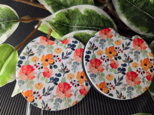 2-Piece Floral Design Car Coaster Set